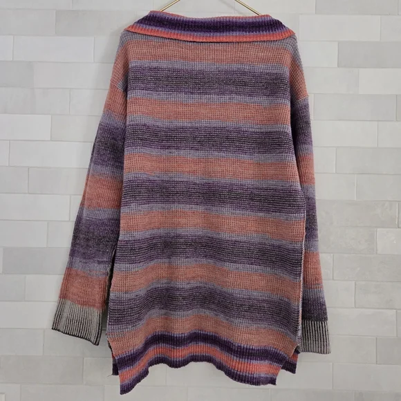 Anthropologie Daily Practice Franconia Half Zip Knit Tunic Sweater Pink Purple S - Picture 5 of 6